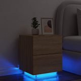 Bedside Cabinet with LED Lights Sonoma Oak Engineered Wood 836739