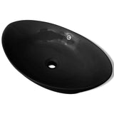 Black Luxury Ceramic Basin Oval with Overflow 59 x 38,5 cm 140680