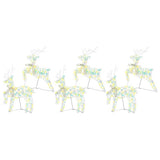 LED Reindeers 6 pcs 180 LEDs Multicoulur 44 x 18 x 65.5 cm PET 3399387