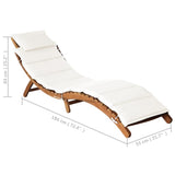 Sun Lounger with Cream Cushions Solid Wood Acacia 363284