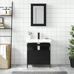 ZNTS 2 Piece Bathroom Furniture Set Black Engineered Wood 3214775