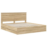 Bed Frame with Drawer Sonoma Oak 200 x 200 cm Engineer Wood 3409428