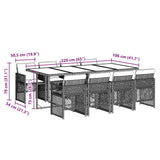 9 Piece Garden Dining Set with Cushions Black Poly Rattan 3210738