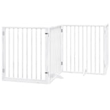 Dog Gate with Door Foldable 6 Panels White 480 cm Poplar Wood 3155565