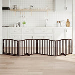Dog Gate with Door Foldable 4 Panels Brown Oak 320 cm Poplar Wood 352233