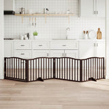 Dog Gate with Door Foldable 4 Panels Brown Oak 320 cm Poplar Wood 352233