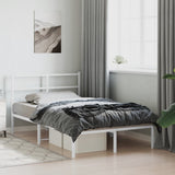 Metal Bed Frame without Mattress with Headboard White 120x190cm 355411