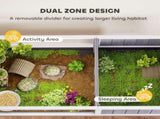 Wooden Tortoise House with Dual-Zone Habitat, Clear Panels, Openable Top, Metal Mesh, for Tortoises T3398P549979