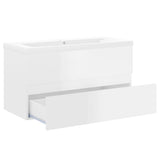 Sink Cabinet with Built-in Basin High Gloss White Engineered Wood 3071564