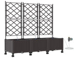 Garden Planter with Irrigation&Wheels 3 pcs Brown PP 3423091