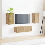 TV Wall Cabinet Set 4 pcs Artisan Oak Engineered Wood 3408915