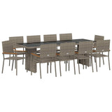 Garden Dining Set 11 pcs Grey Poly Rattan 3365418