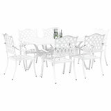 Garden Dining Set 7 pcs White Aluminium 3334658