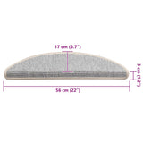 Stair Mats 15 pcs 56x17x3 cm Silver Half Round 326895