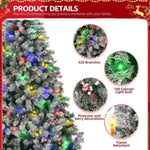 ZNTS 6 FT Artificial Snow Tipped Christmas Tree with DIY 100 Warm Lights Battery Operated, Hinged Xmas 88965104