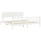 Bed Frame without Mattress White 200x200 cm Solid Wood 3195307