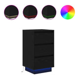 Bedside Cabinet with LED Lights Black 38x34x65 cm 861302