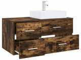 Bathroom Furniture Set 2 pcs Smoked Oak Engineered Wood 3403972