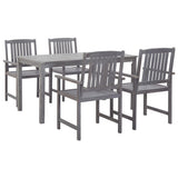 Outdoor Dining Set Grey Solid Acacia Wood Medium Durable 45940