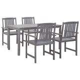 ZNTS 5 Piece Outdoor Dining Set Grey Solid Acacia Wood 45940