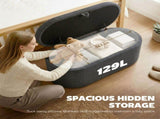 Storage Ottoman, Corduroy Upholstered Ottoman Storage Box with Padded Seat, 105 x 51 x 49 cm, Dark T3398P554116