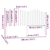 Bed Headboard 186x4x110 cm Solid Wood Pine 818485