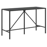 ZNTS Bar Table with Glass Top Black 180x70x110 cm Poly Rattan 362591