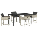 Garden Dining Set with Cushion 5 pcs Light Grey Poly Rattan 3380026
