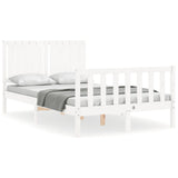 Bed Frame without Mattress White Small Double Solid Wood Pine 3192917