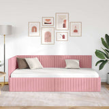 Corner Bed Frame with Headboard Pink 100 x 200 cm Velvet 42016279