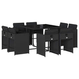 Garden Dining Set Black Poly Rattan 8-Seater Foldable 3211195