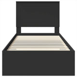 Bed Frame Black and Silver 75 x 190 cm Engineered Wood 3409713