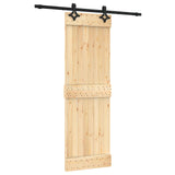 Sliding Door Natural and Black 70 x 210 cm Solid Pine Wood 3445046