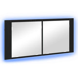 LED Mirror Cabinet Black Oak 100 x 12 x 45 cm Engineered Wood 875044