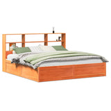 Bed Frame without Mattress Wax Brown 200x200 cm Solid Wood Pine 3323445