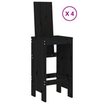 5 Piece Garden Bar Set Black Solid Wood Pine 3157773