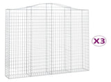 Arched Gabion Baskets 3 pcs 200x30x200/220 cm Galvanised Iron 3145536