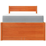 Bed with Drawers and Mattress Wax Brown 90x200 cm Solid Wood Pine 3281909