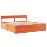 Bed Frame without Mattress Wax Brown 180x200 cm Super King Solid Wood Pine 3282341