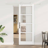 Sliding Door White 78 x 211 cm Solid Pine Wood and Glass 3332218