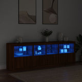 Sideboard with LED Lights Brown Oak 202x37x67 cm 3209015