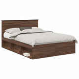 Bed Frame with Headboard Brown Oak 140 x 200 cm Engineered wood 3407883