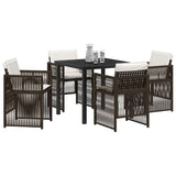 Garden Dining Set 5 pcs Brown Powder-Coated Steel 3380657