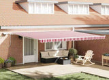 Retractable Awning Red and White 450 x 350 cm 3331098