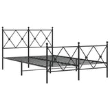 Metal Bed Frame without Mattress with Footboard Black 120x190cm 376517