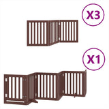Dog Gate with Door Foldable 15 Panels Brown 750 cm Poplar Wood 3155661