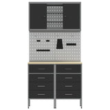 Work Cabinet Set 5 pcs Black Steel and Engineered Wood 3321422