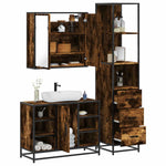 ZNTS 3 Piece Bathroom Furniture Set Smoked Oak Engineered Wood 3301152