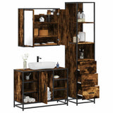 ZNTS 3 Piece Bathroom Furniture Set Smoked Oak Engineered Wood 3301152