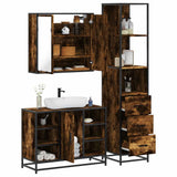 3 Piece Bathroom Furniture Set Smoked Oak Engineered Wood 3301152